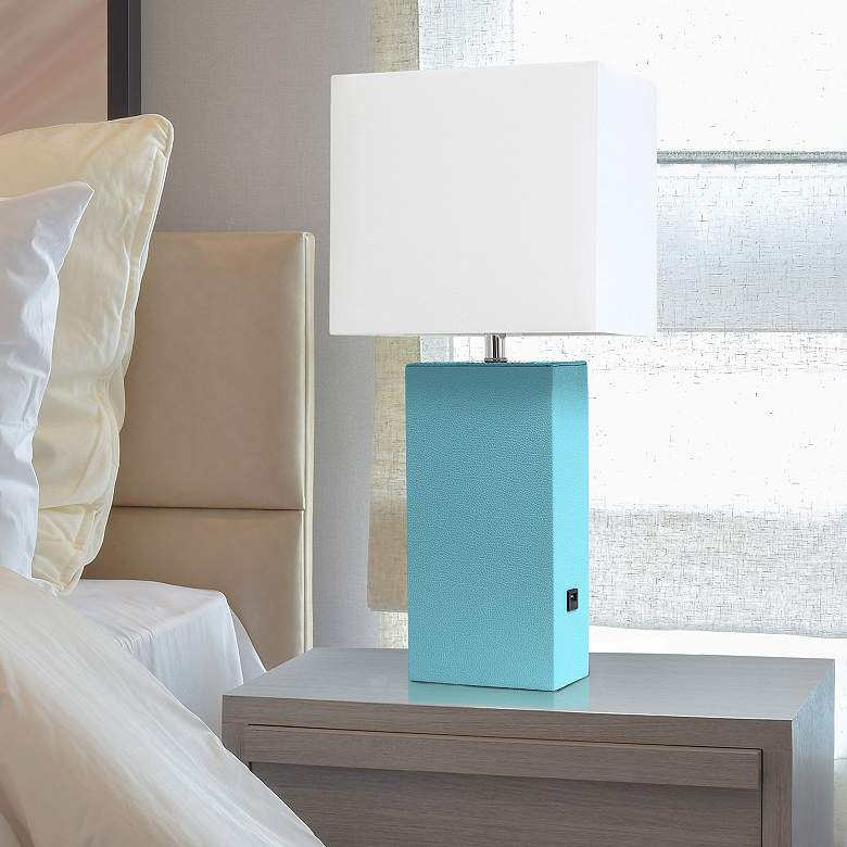 Image 1 Elegant Designs Mod Leather Table Lamp