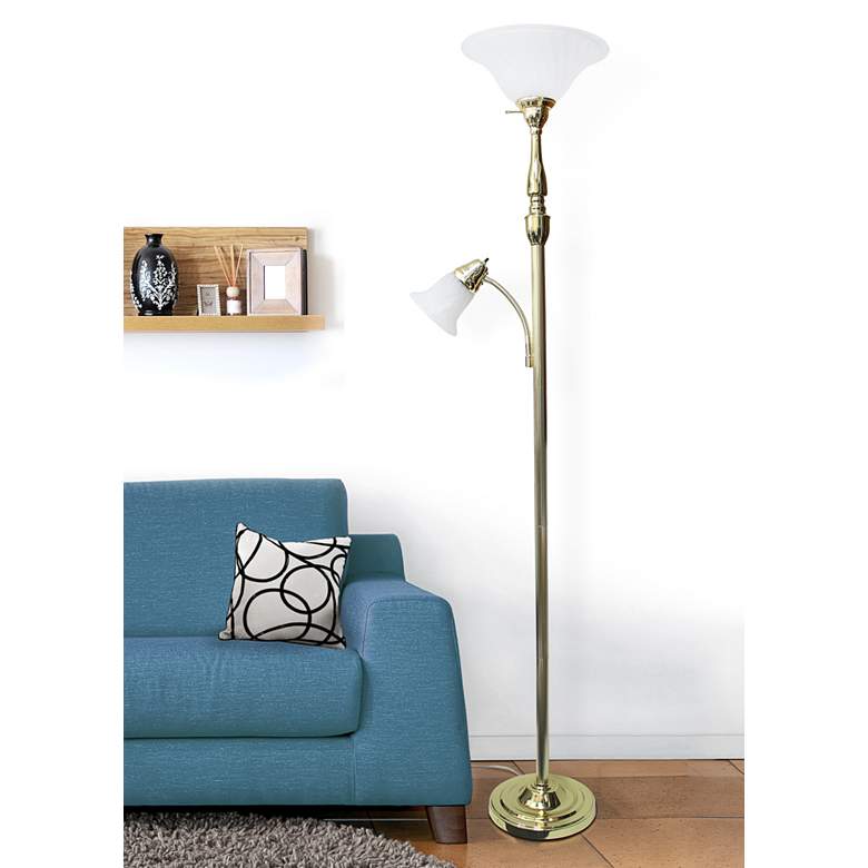 Image 1 Elegant Designs Mother Daughter 71 inch Gold 2-Light Floor Lamp