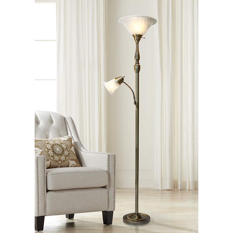 Image 1 Elegant Designs Mother Daughter 71" High Brass 2-Light Floor Lamp
