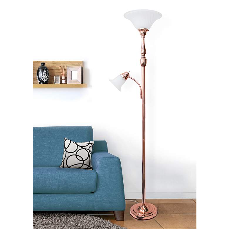 Image 1 Elegant Designs Mother Daughter 71 inch Rose Gold 2-Light Floor Lamp