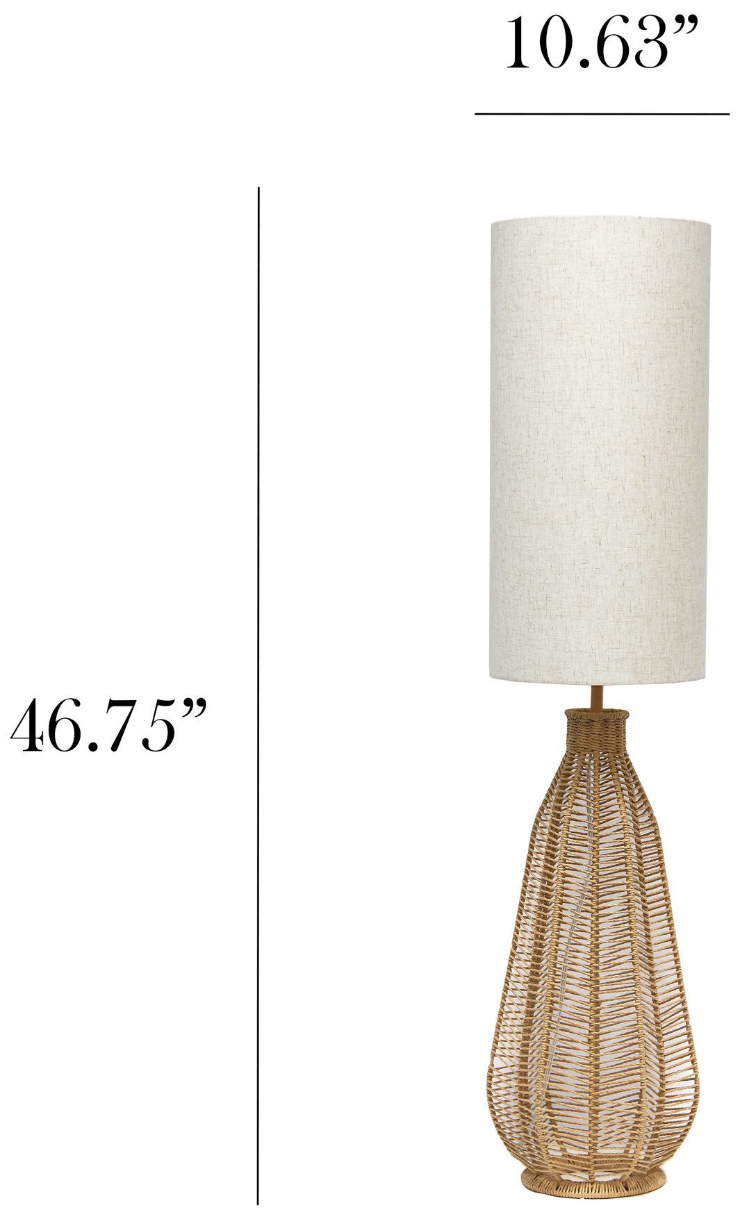 Image 4 Elegant Designs Natural Paper Rope Rattan Wicker Floor Lamp more views