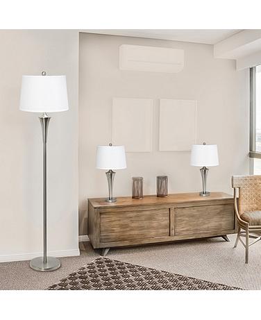 Elegant Designs Nickel 3-Piece Floor and Table Lamp Set