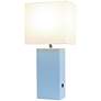 Elegant Designs Periwinkle Leather Table Lamp with USB Port
