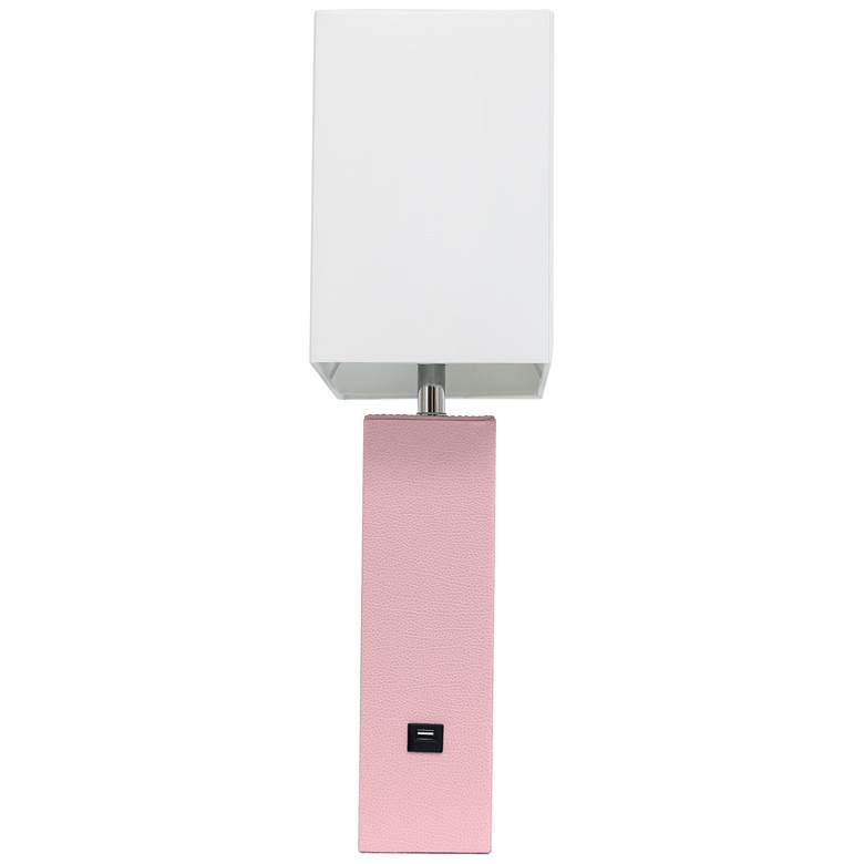 Image 4 Elegant Designs Pink Leather Table Lamp with USB Port more views