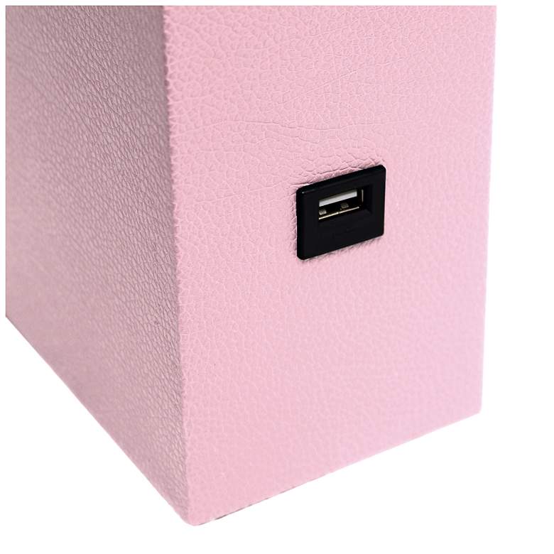 Image 6 Elegant Designs Pink Leather Table Lamp with USB Port more views