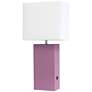 Elegant Designs Purple Leather Table Lamp with USB Port