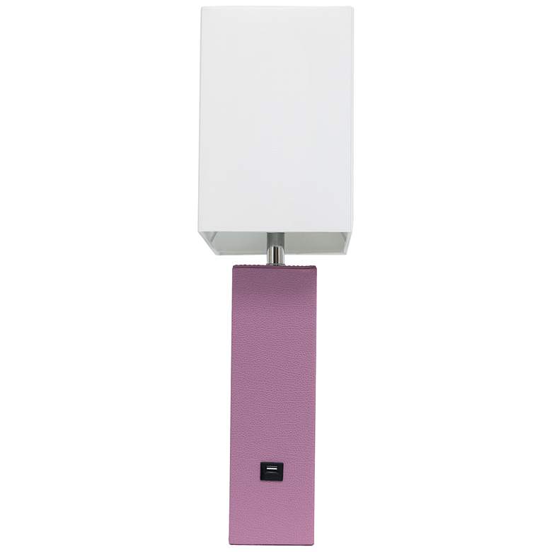 Image 4 Elegant Designs Purple Leather Table Lamp with USB Port more views