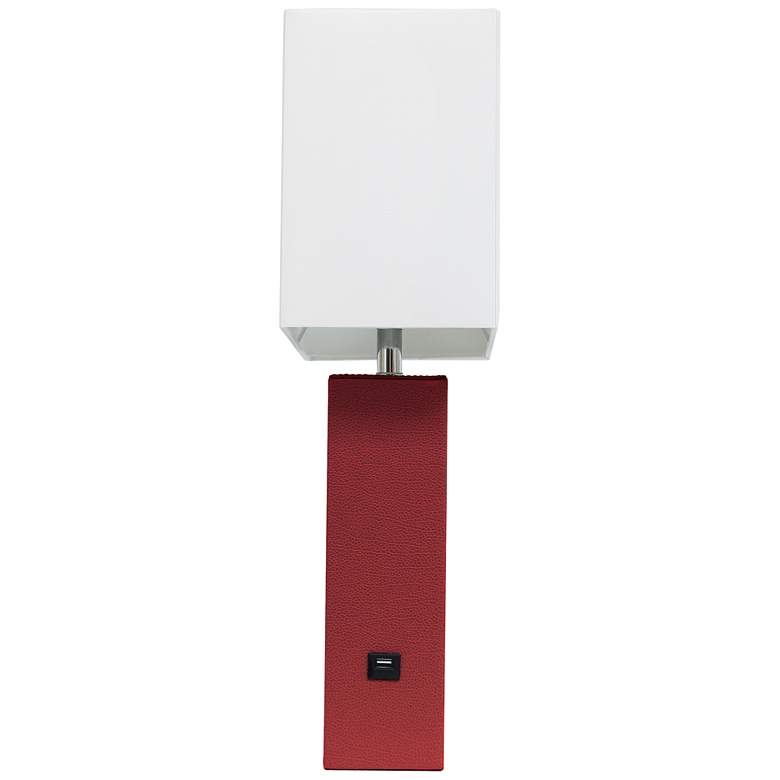 Image 4 Elegant Designs Red Leather Table Lamp with USB Port more views