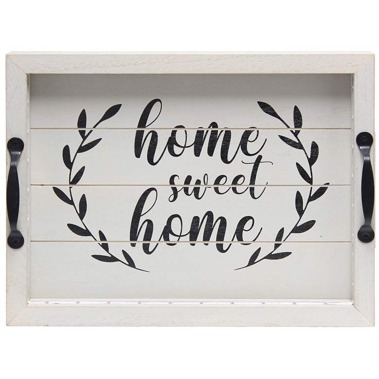 Image 1 Elegant Designs Salento LED Serving Tray  inchHome Sweet Home inch, Gray 