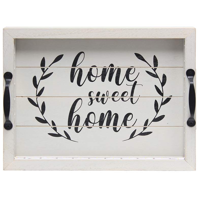 Image 1 Elegant Designs Salento LED Serving Tray "Home Sweet Home", Gray