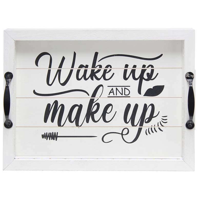 Image 1 Elegant Designs Salento LED Serving Tray "Wake Up and Make Up", W