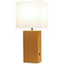 Elegant Designs Tan Leather Table Lamp with USB Port