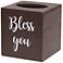 Elegant Designs Tissue Box Cover with "Bless You" in White, Brown