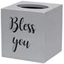 Elegant Designs Tissue Box Cover with "Bless You" in White, Gray 