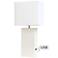 Elegant Designs White Leather USB Table Lamp by All The Rages