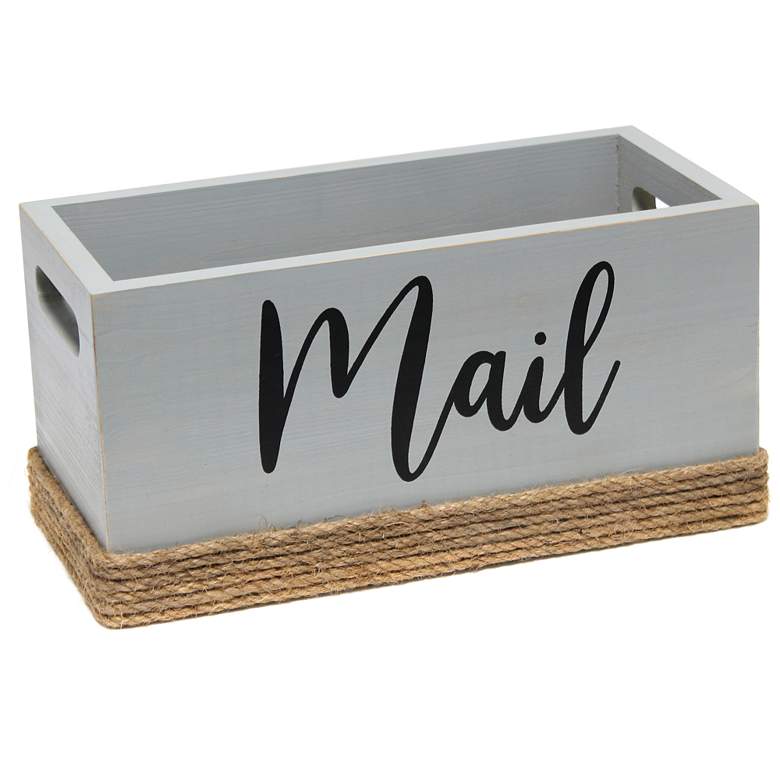 Image 1 Elegant Designs Wood Mail Holder "Mail" Script in Black, Gray