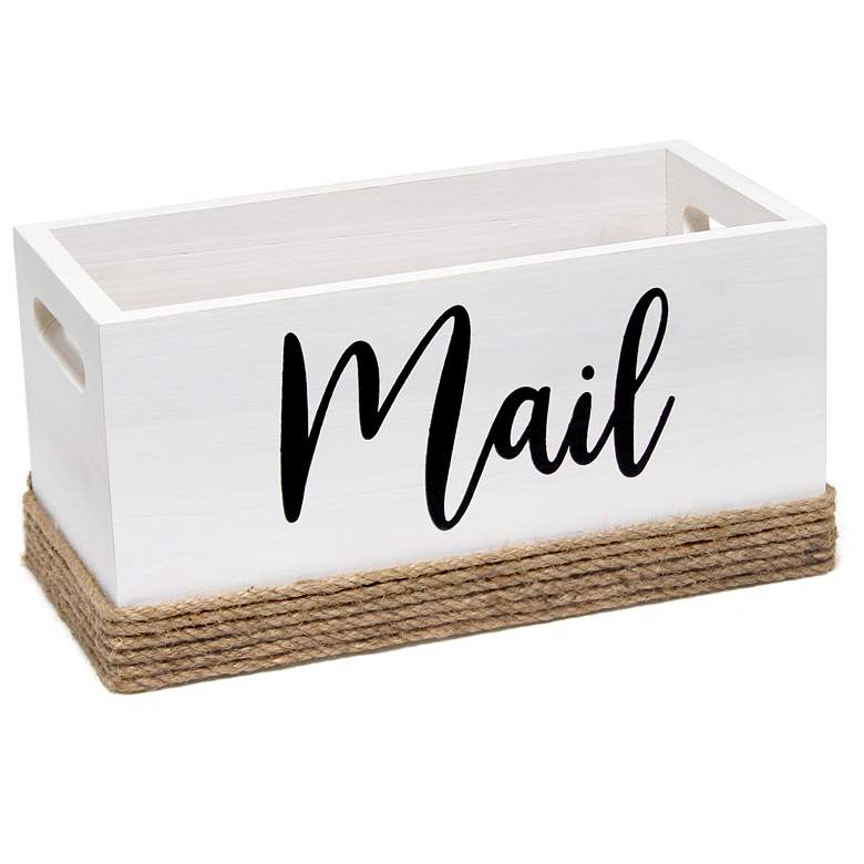Image 1 Elegant Designs Wood Mail Holder "Mail" Script in Black, White