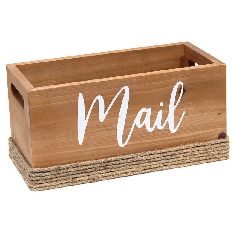 Image 1 Elegant Designs Wood Mail Holder "Mail" Script in White, Natural