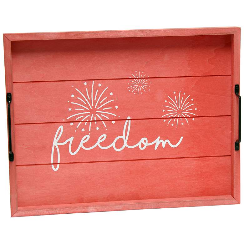 Image 1 Elegant Designs Wood Serving Tray, 15.50" x 12","Freedom&quo