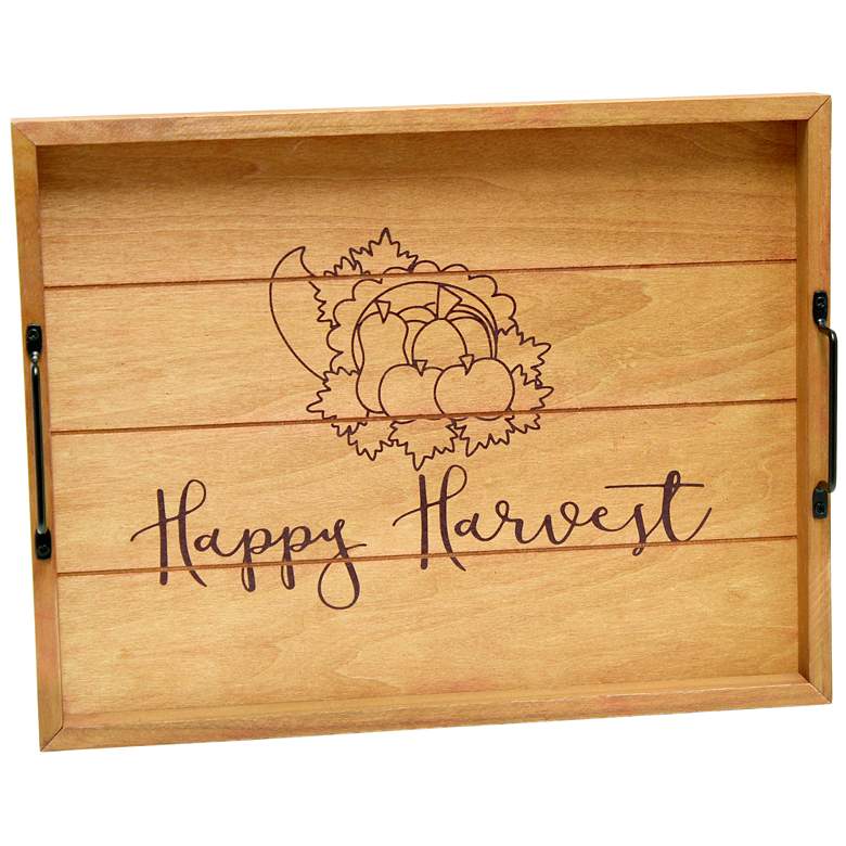 Image 1 Elegant Designs Wood Serving Tray, 15.50" x 12","Happy Harve