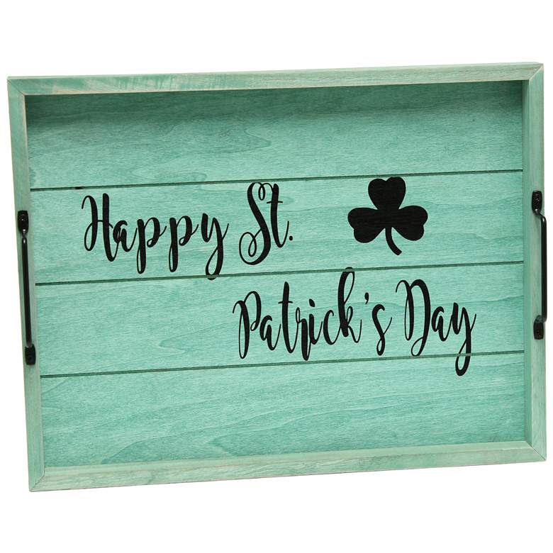 Image 1 Elegant Designs Wood Serving Tray, 15.50" x 12","Happy St. P