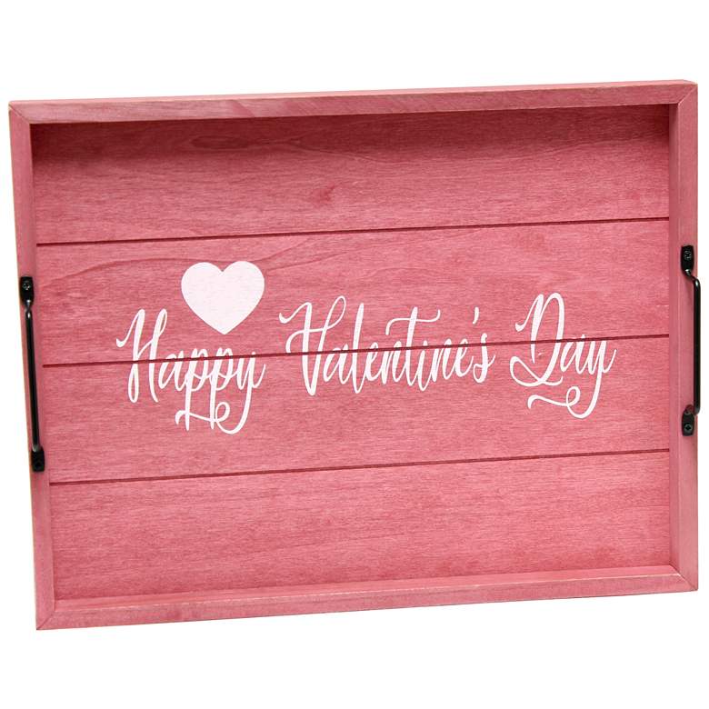 Image 1 Elegant Designs Wood Serving Tray, 15.50" x 12", "Happy Vale
