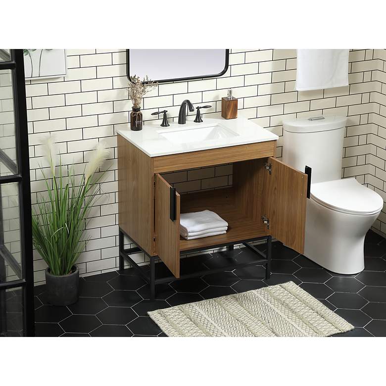 Image 4 Elegant Eugene 30 In. Bathroom Vanity In Walnut Brown more views