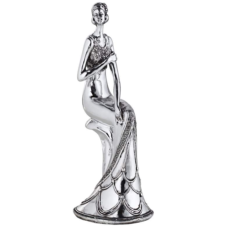 Image 1 Elegant European Woman 13 inch High Silver Statue