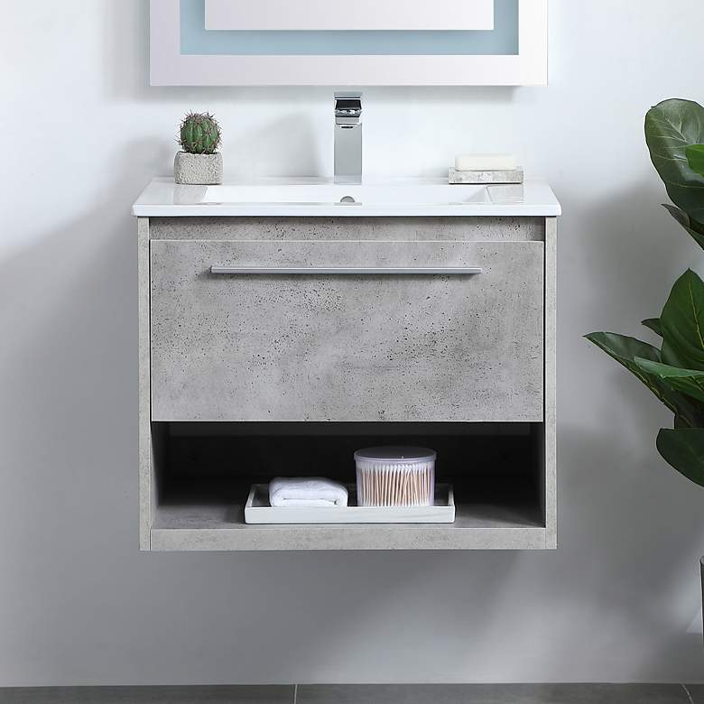 Image 1 Elegant Kasper 24 In. Bathroom Floating Vanity in Concrete Grey