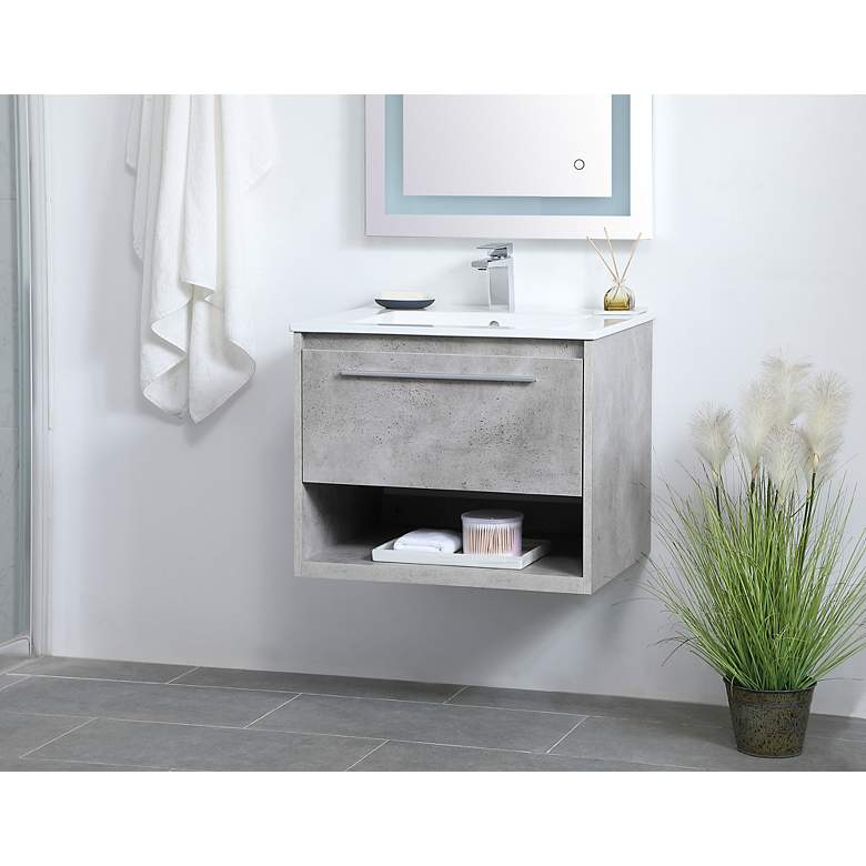 Image 3 Elegant Kasper 24 In. Bathroom Floating Vanity in Concrete Grey more views