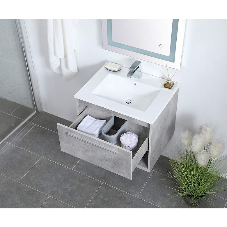 Image 4 Elegant Kasper 24 In. Bathroom Floating Vanity in Concrete Grey more views
