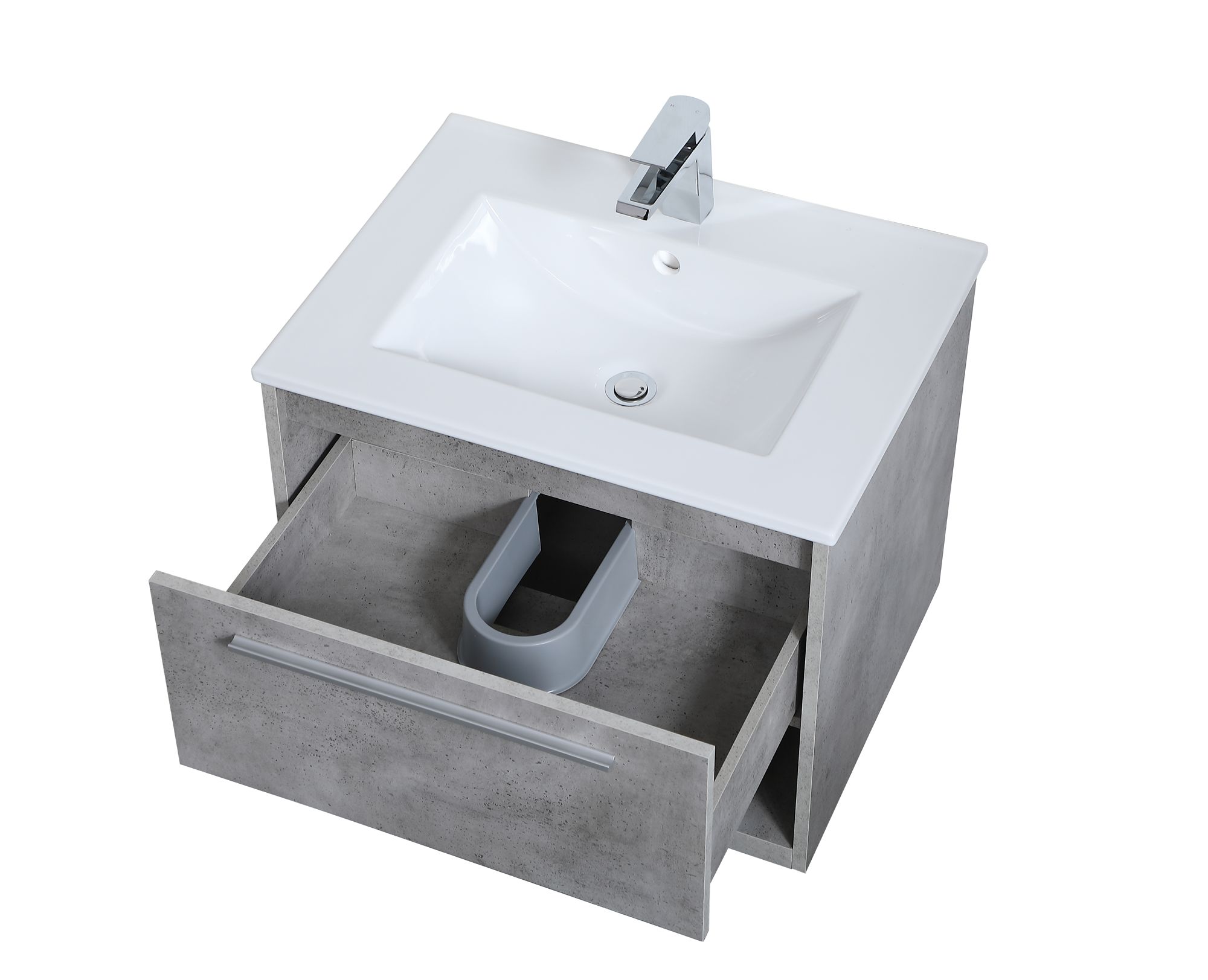 Elegant Kasper 24 In.  Bathroom Floating Vanity in Concrete Grey