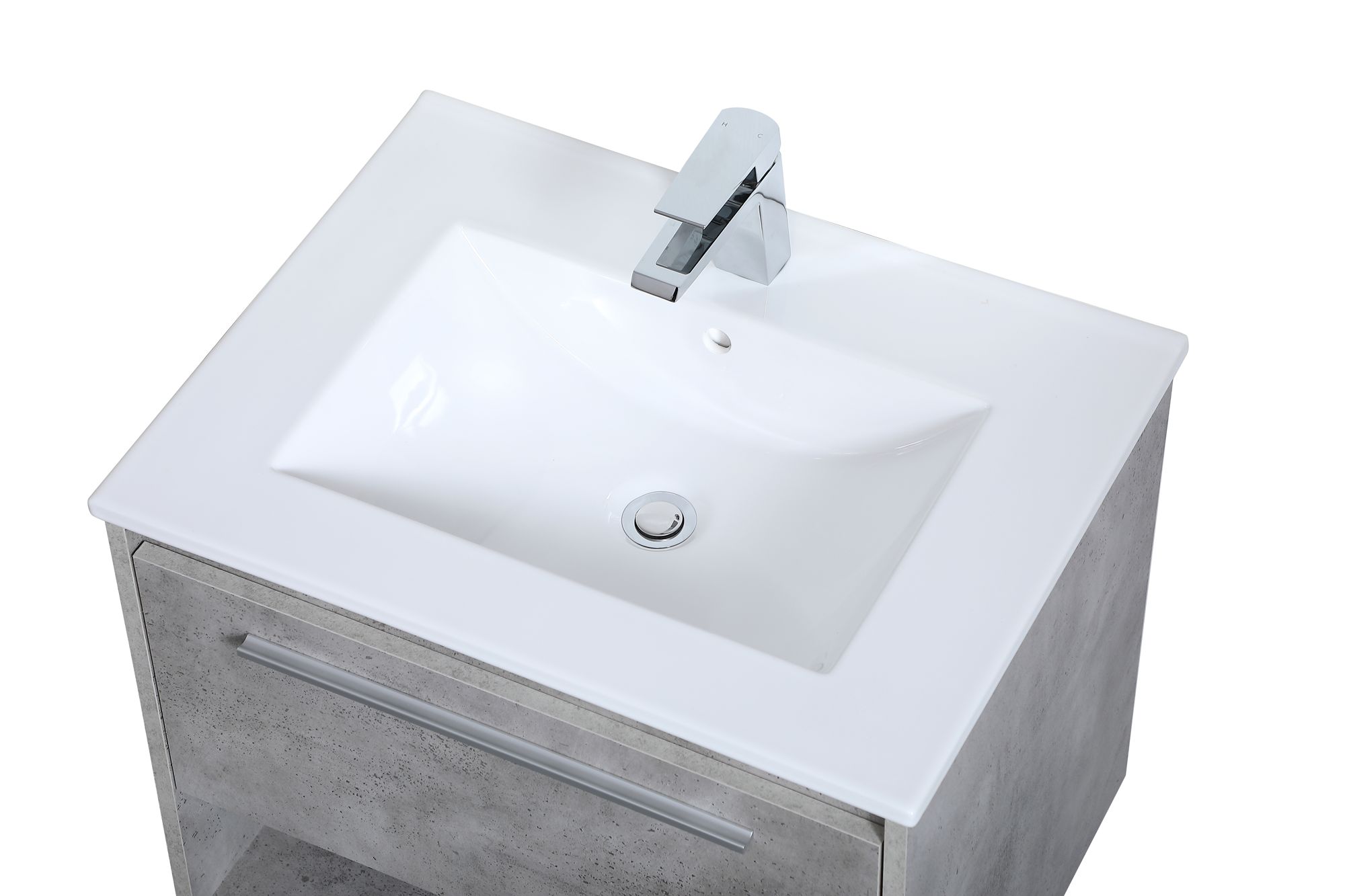 Elegant Kasper 24 In.  Bathroom Floating Vanity in Concrete Grey