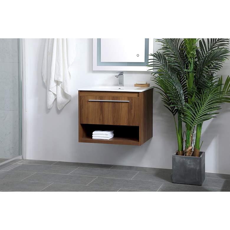 Image 3 Elegant Kasper 24 In. Bathroom Floating Vanity in Walnut Brown more views