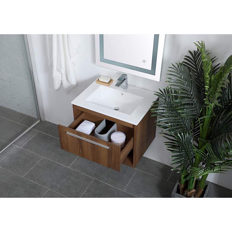 Image 4 Elegant Kasper 24 In. Bathroom Floating Vanity in Walnut Brown more views