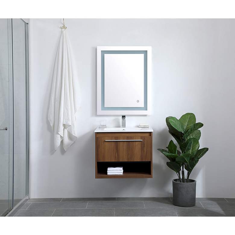 Image 7 Elegant Kasper 24 In. Bathroom Floating Vanity in Walnut Brown more views
