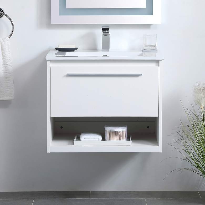 Image 1 Elegant Kasper 24 In. Bathroom Floating Vanity In White