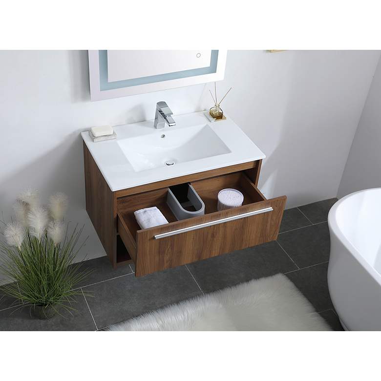 Image 5 Elegant Kasper 30 In. Bathroom Floating Vanity in Walnut Brown more views