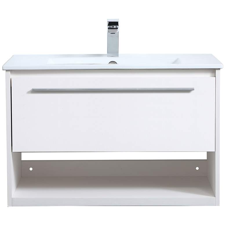 Image 2 Elegant Kasper 30 In. Bathroom Floating Vanity In White