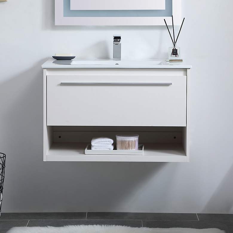Image 1 Elegant Kasper 30 In. Bathroom Floating Vanity In White