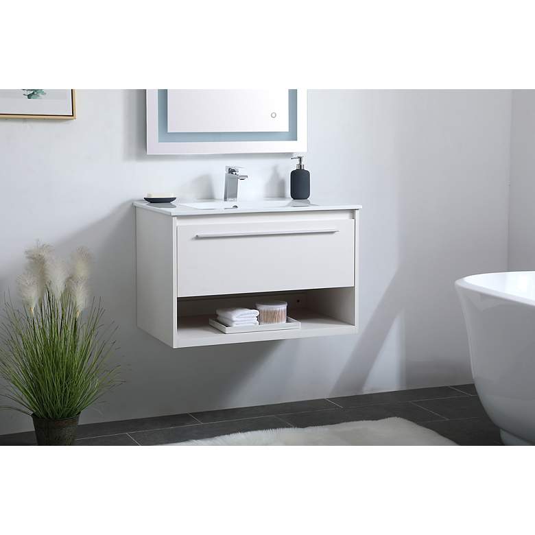 Image 3 Elegant Kasper 30 In. Bathroom Floating Vanity In White more views