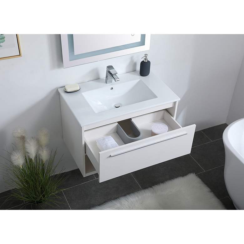Image 4 Elegant Kasper 30 In. Bathroom Floating Vanity In White more views