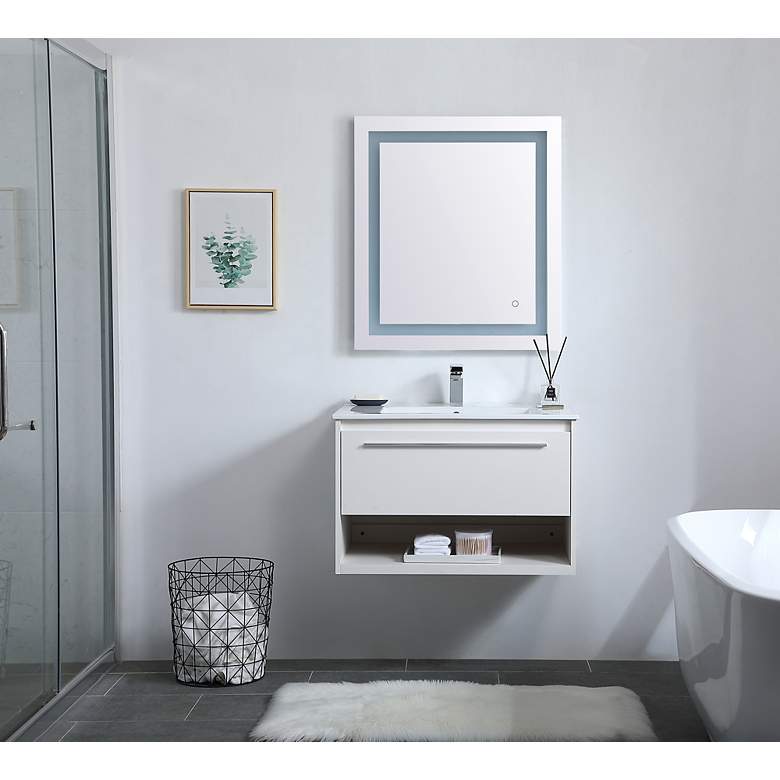 Image 7 Elegant Kasper 30 In. Bathroom Floating Vanity In White more views