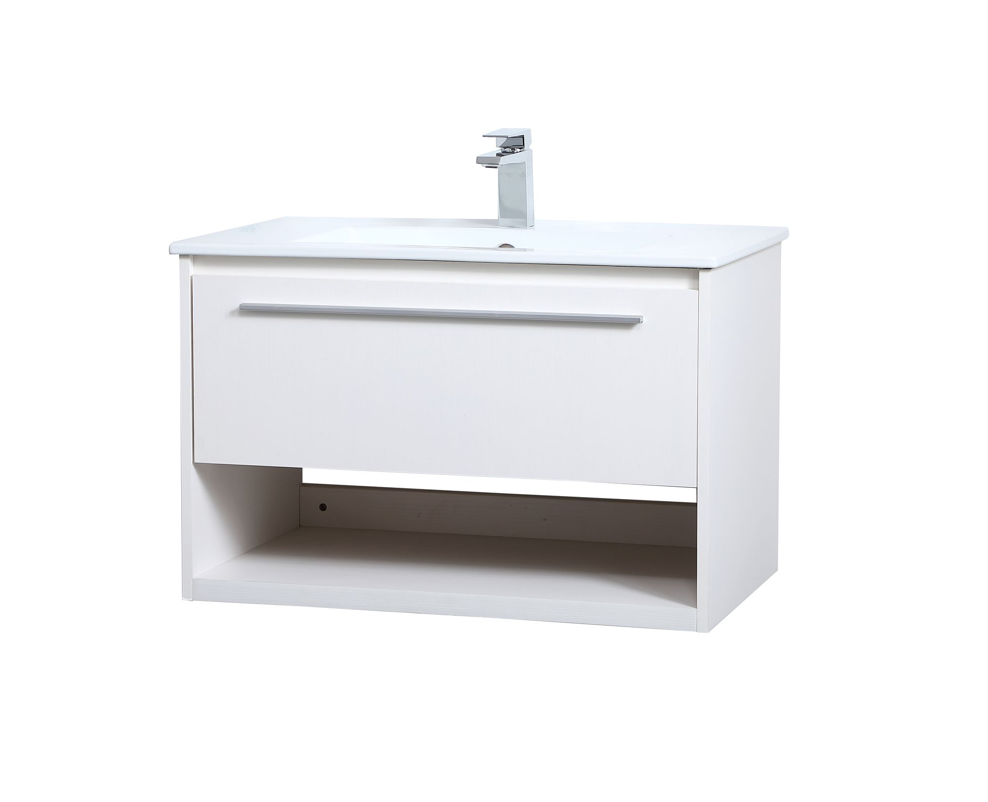 Elegant Kasper 30 In.  Bathroom Floating Vanity In White