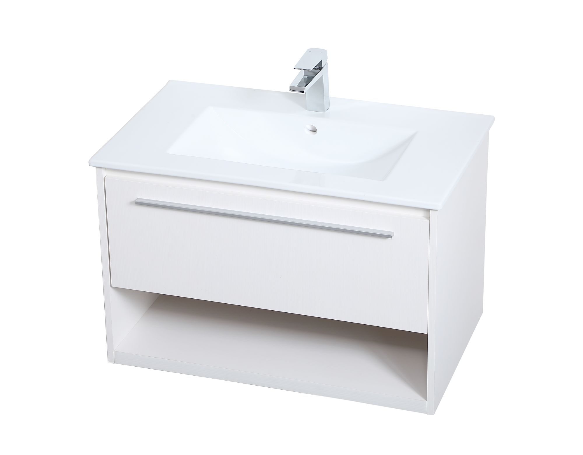 Elegant Kasper 30 In.  Bathroom Floating Vanity In White