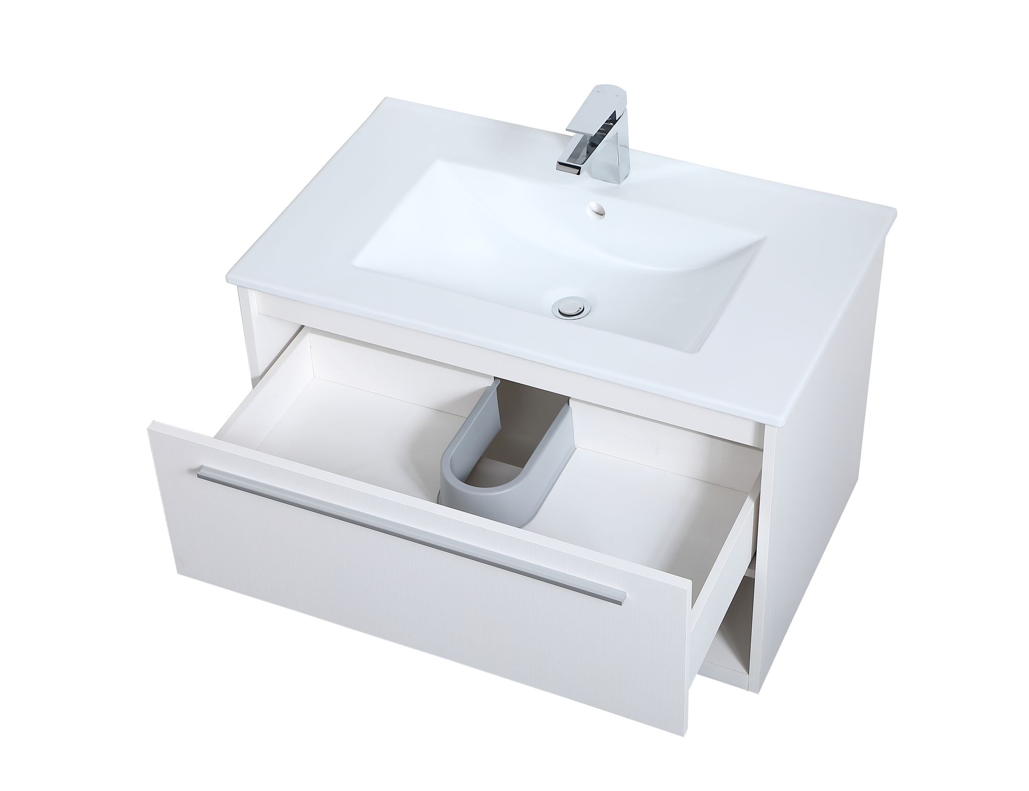 Elegant Kasper 30 In.  Bathroom Floating Vanity In White