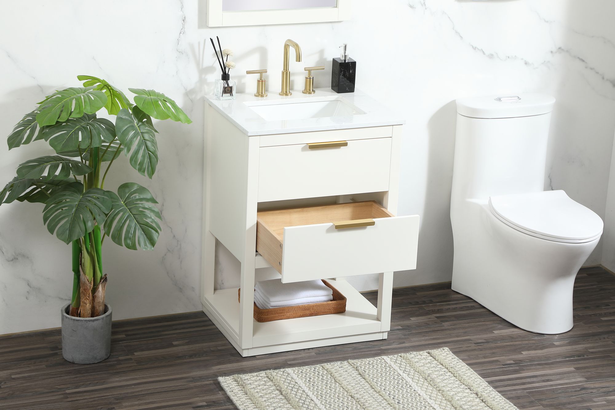 Image 4 Elegant Larkin 24 In. Bathroom Vanity In White more views