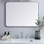 Thumbnail1 of Elegant Lighting 32 x 24 Soft Corner Metal Rectangular Silver Wall Mirror