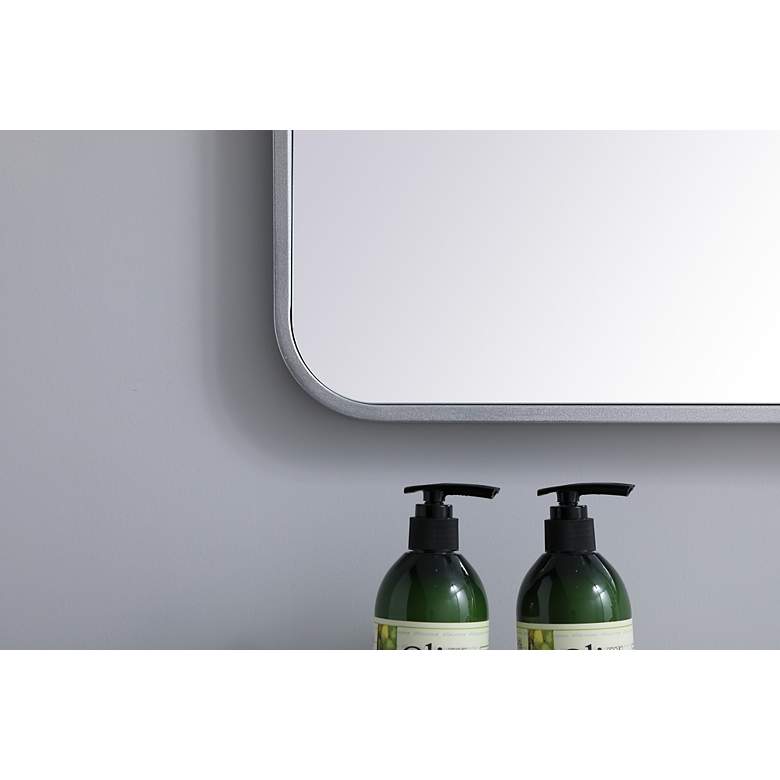 Image 4 Elegant Lighting 32 x 24 Soft Corner Metal Rectangular Silver Wall Mirror more views