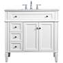 2_Elegant Lighting 36" Wide Single Sink White Marble Bathroom Vanity
